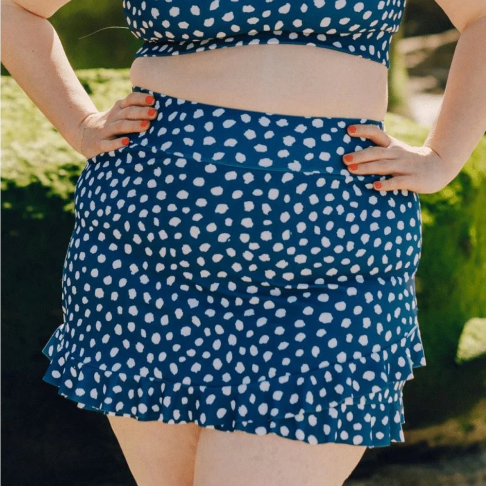 Lime Ricki Indigo Dot Ultra High-Waist Swim Skirt w/ Bottoms 3X